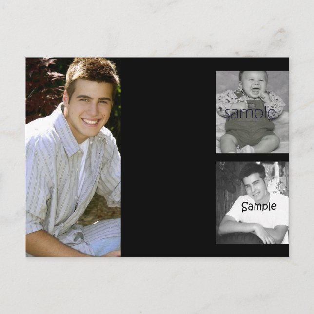 3 photo collage graduation announcement (Front)