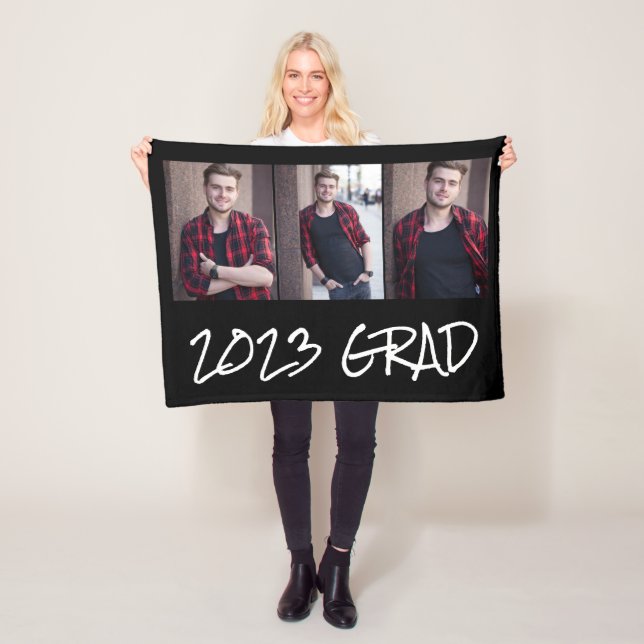 3 Photo Collage Graduation  Fleece Blanket (In Situ)