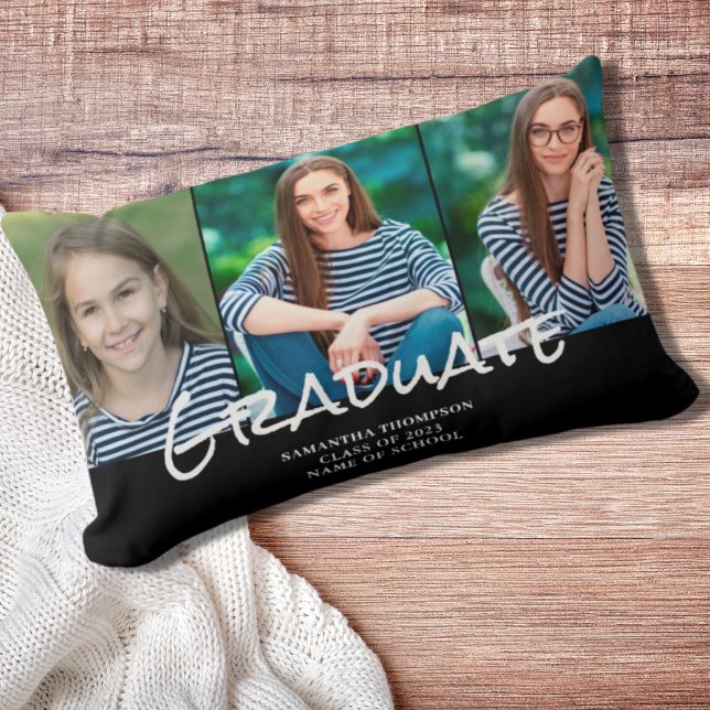 3 Photo Collage Graduation Lumbar Cushion (Creator Uploaded)