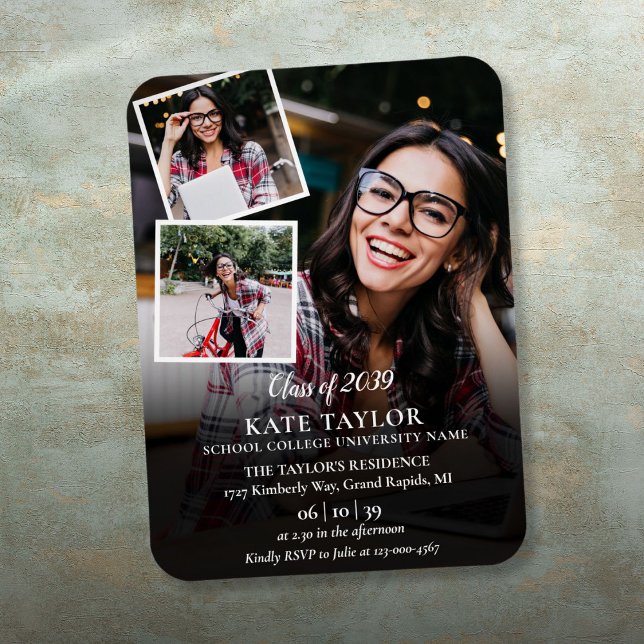 3 Photo Collage Graduation Party Invitation Magnet (3 Photo Collage Graduation Party Invitation Magnet)