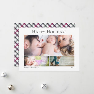 3 photo collage grid horizontal Christmas Card