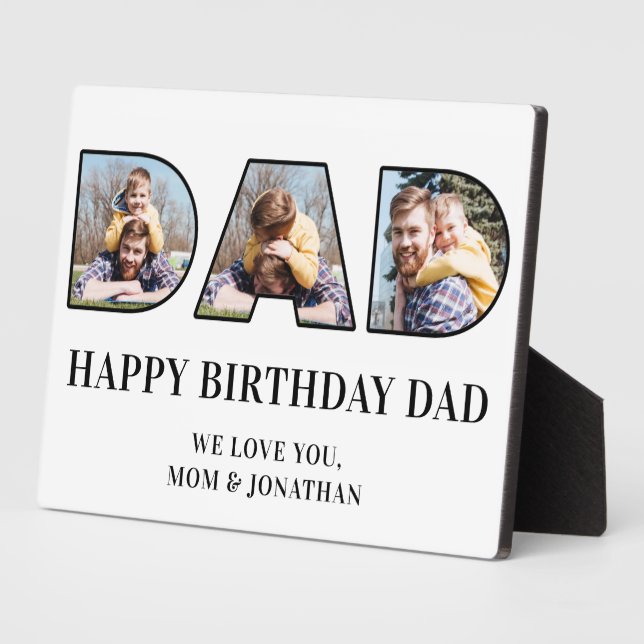 3 Photo Collage Happy Birthday Dad Photo Cutout Plaque (Side)