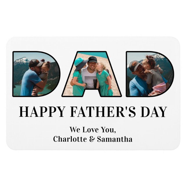 3 Photo Collage Happy Father's Day Photo Cutout Magnet (Horizontal)