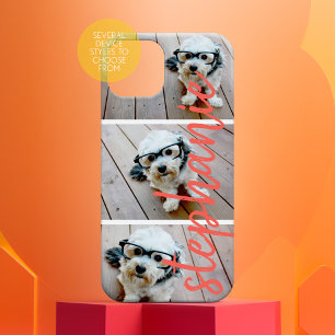 3 Photo Collage - Horizontal Pics Script Name iPhone 16 Case