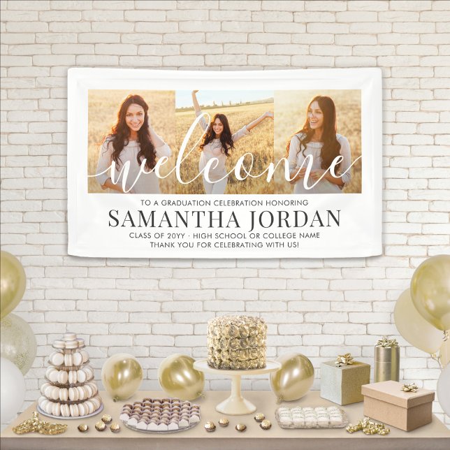 3 Photo Collage Modern Script Graduation Welcome Banner (Creator Uploaded)