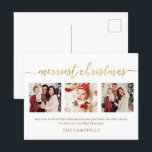 3 Photo Collage Modern Script "Merriest Christmas" Holiday Postcard<br><div class="desc">3 Photo Collage Modern Script "Merriest Christmas" Holiday Card</div>