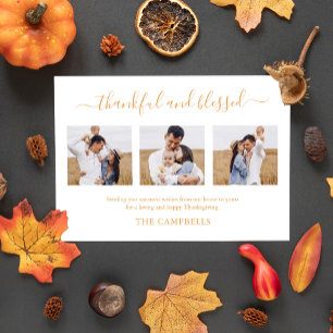 3 Photo Collage Modern Script Thanksgiving Holiday