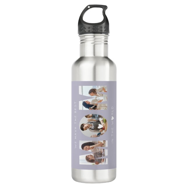 3 photo collage mum 710 ml water bottle (Front)