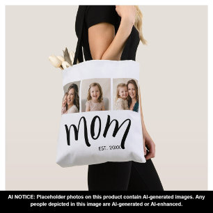 3-Photo Collage Mum Est Elegant Practical Gift Tote Bag