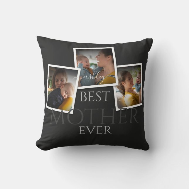 3 Photo Collage Mum Family Memorable Mother's Day Cushion (Front)