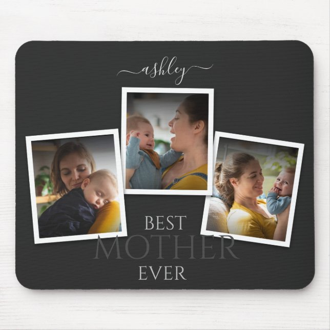 3 Photo Collage Mum Family Memorable Mother's Day Mouse Mat (Front)
