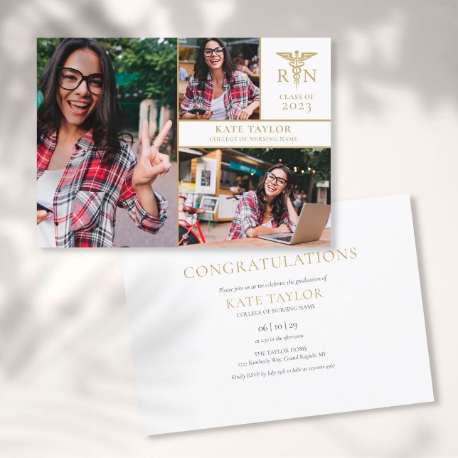 3 Photo Collage RN Nursing Graduation Party Invitation (Creator Uploaded)