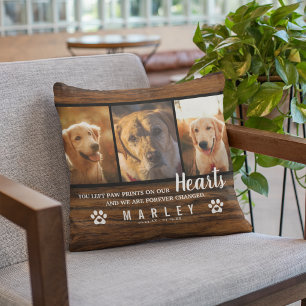 3 Photo Collage Rustic Pet Loss Memorial Cushion