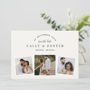 3 Photo Collage Save the Date Engagement Card 