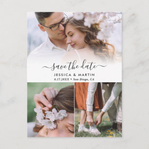 3 Photo Collage Wedding Save The Date Postcards