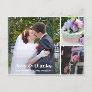 3 Photo Collage Wedding Thank You Postcard