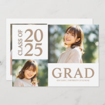 3 Photo Collage White & Beige Graduation Party