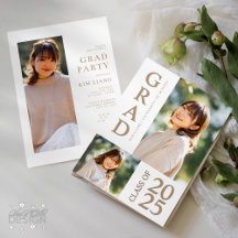 3 Photo Collage White & Beige Graduation Party