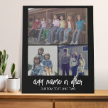 3 Photo Collage with Script Text - black white Faux Canvas Print<br><div class="desc">A fun way to capture memories and share them with friends. Add a horizontal photo,  2 square photos and your favourite caption to make a cool gift for friends.</div>