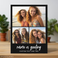 3 Photo Collage with Script Text - black white