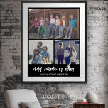3 Photo Collage with Script Text - black white Poster<br><div class="desc">A fun way to capture memories and share them with friends. Add a horizontal photo,  2 square photos and your favorite caption to make a cool gift for friends.</div>