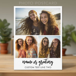 3 Photo Collage with Script Text Postcard