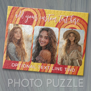 3 Photo Collage with trendy bounce script Jigsaw Puzzle