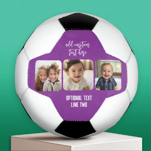 3 Photo Collage with trendy bounce script - purple Football