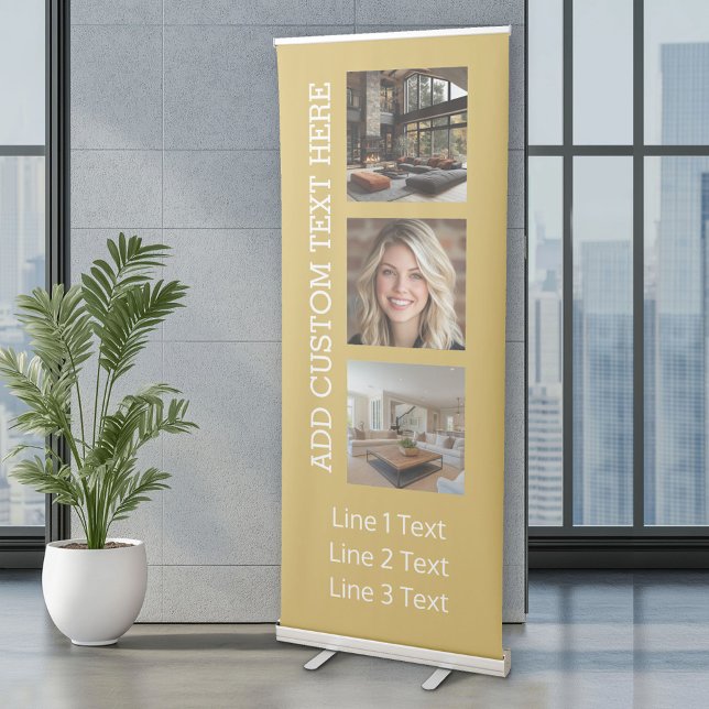 3 Photo Collage - you can change background colour Retractable Banner (Portable Banner with Custom Photos and Text)