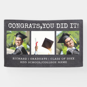 3 Photo Congrats Grad 2021 Graduation Chalkboard Banner
