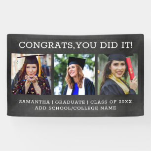 3 Photo Congrats Grad 2021 Graduation Chalkboard Banner