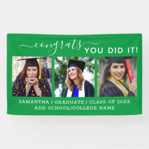  3 Photo Congrats Grad 2022 Green Graduation   Ban Banner