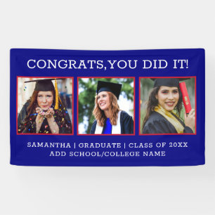 3 Photo Congrats Graduate 2021 Blue Graduation  Banner