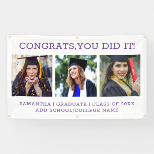 3 Photo Congrats Graduate 2022  Purple And White   Banner