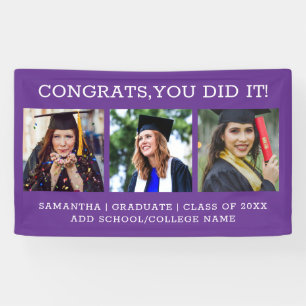 3 Photo Congrats Graduate 2023 Graduation Purple Banner