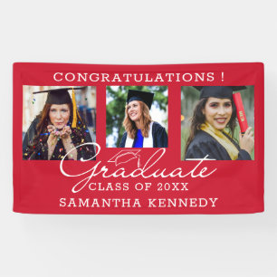 3 Photo Congratulations Graduate Graduation Red Banner