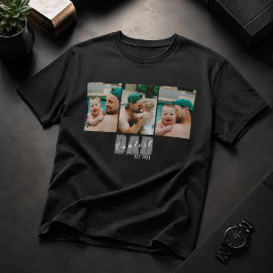 3 Photo Coolest Dad Est. Custom Year - Dad Gift T-Shirt