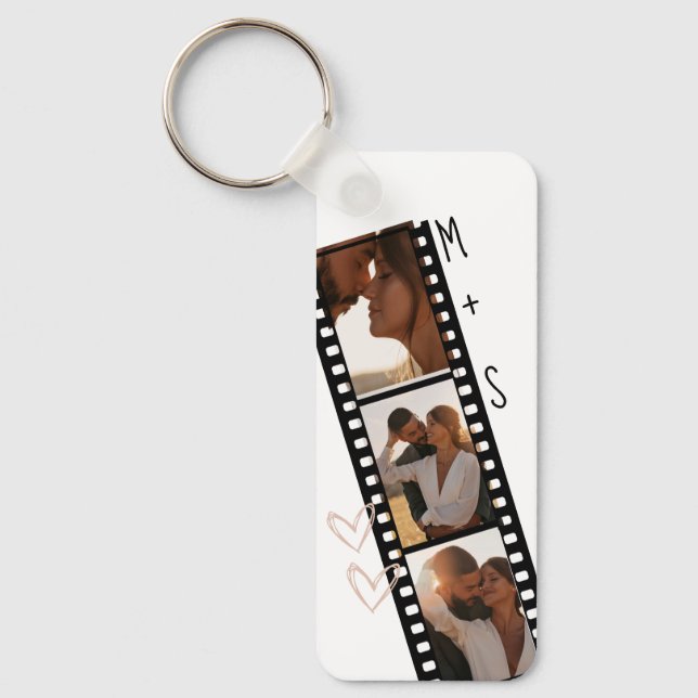 3 Photo Couples Filmstrip Boyfriend Girlfriend  Key Ring (Front)