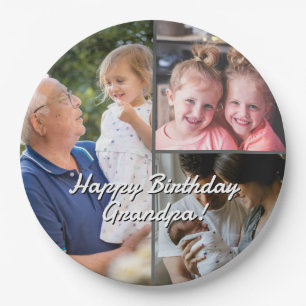 3-Photo Custom Party Plates Personalized Text