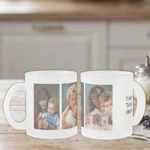 3 photo custom text frosted glass coffee mug