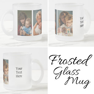 3 photo custom text frosted glass coffee mug