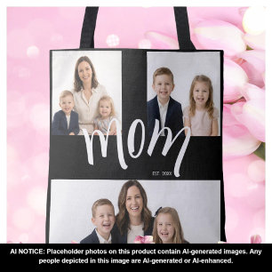 3 Photo Custom Year Mothers Day Mum Est Year Tote Bag