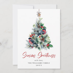 3 PHOTO Elegant Pine Tree Christmas Greeting Holiday Card