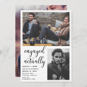 3 Photo Engaged Actually Engagement Party Invite