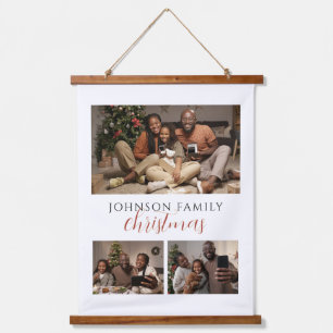 3 Photo Family Christmas Keepsake Hanging Tapestry