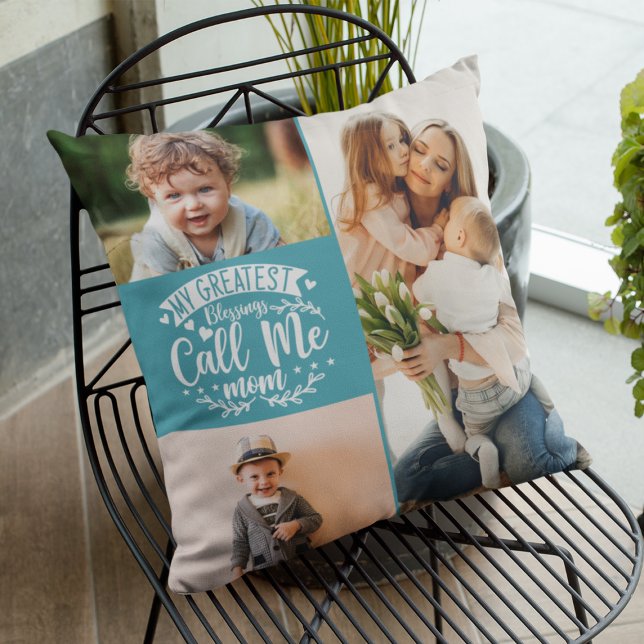 3 photo family collage mum keepsake mothers day cushion (Creator Uploaded)