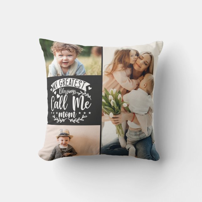 3 photo family collage mum keepsake mothers day cushion (Front)