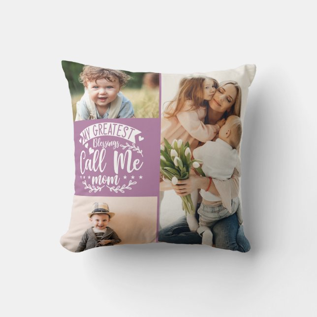 3 photo family collage mum keepsake mothers day cushion (Front)