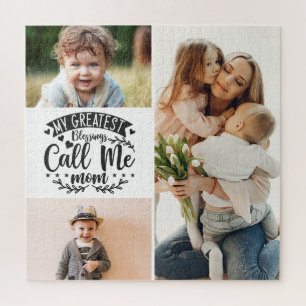 3 photo family collage mum keepsake mothers day  j jigsaw puzzle