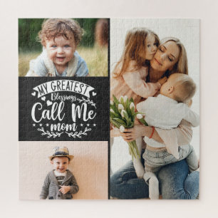 3 photo family collage mum keepsake mothers day jigsaw puzzle